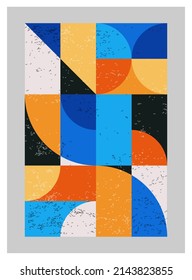Minimal geometric design poster, vector template with primitive shapes