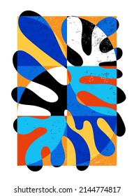 Cartel de diseño geométrico mínimo, plantilla vectorial con formas primitivas