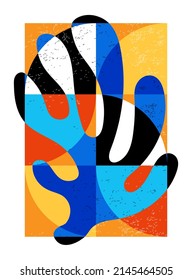 Cartel de diseño geométrico mínimo, plantilla vectorial con formas primitivas