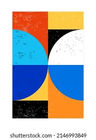 Minimal geometric design poster, vector template with primitive shapes