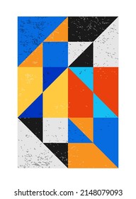 Minimal geometric design poster, vector template with primitive shapes