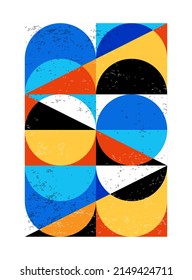 Minimal geometric design poster, vector template with primitive shapes