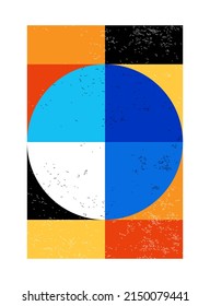 Minimal geometric design poster, vector template with primitive shapes