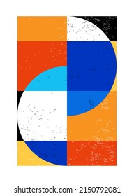 Minimal geometric design poster, vector template with primitive shapes