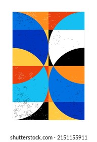 Cartel de diseño geométrico mínimo, plantilla vectorial con formas primitivas