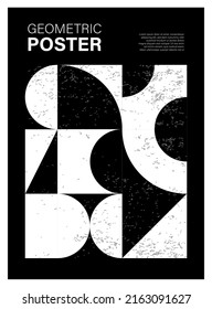 Minimal geometric design poster, vector template with primitive shapes
