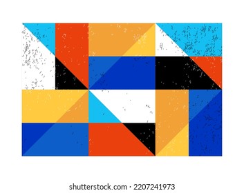 Minimal geometric design poster, vector template with primitive shapes