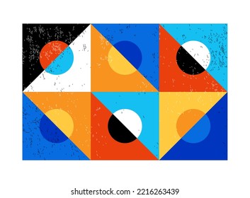 Minimal geometric design poster, vector template with primitive shapes