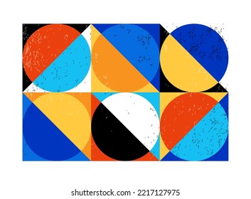 Cartel de diseño geométrico mínimo, plantilla vectorial con formas primitivas