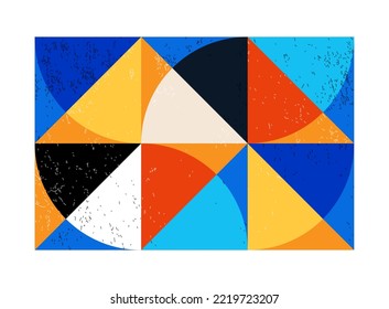 Cartel de diseño geométrico mínimo, plantilla vectorial con formas primitivas