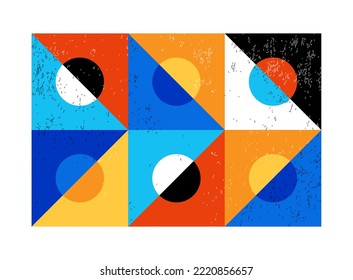 Minimal geometric design poster, vector template with primitive shapes