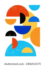 Cartel de diseño geométrico mínimo, plantilla vectorial con formas primitivas
