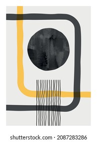 Minimal geometric design poster, wall decoration, EPS10 vector template with simple shapes.