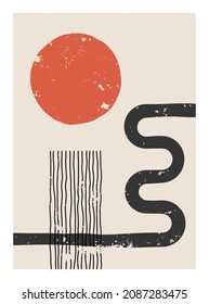 Minimal geometric design poster, wall decoration, EPS10 vector template with simple shapes.