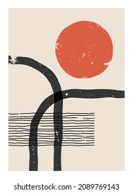 Minimal geometric design poster, wall decoration, EPS10 vector template with simple shapes.