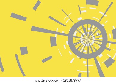 Minimal geometric design posters, Ultimate Gray and Yellow colors.Abstract futuristic electronic circuit technology background. Primitive elements, hipster style. Vector EPS 10.