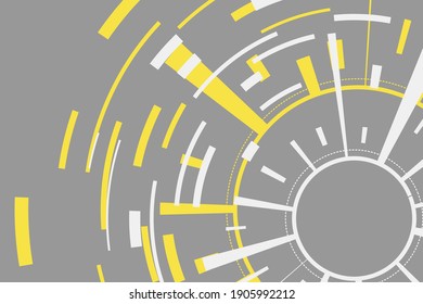 Minimal geometric design posters, Ultimate Gray and Yellow colors.Abstract futuristic electronic circuit technology background. Primitive elements, hipster style. Vector EPS 10.