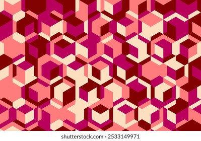 Design geométrico mínimo com formas nítidas e repetição de mosaico. Ideal para fundos sem costura, padrões têxteis modernos, ou capas de cartaz na moda.