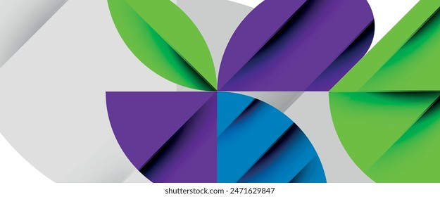 Minimal geometric elements on white. Petals, round triangles, star