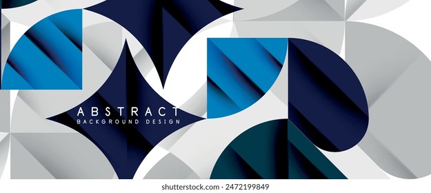 Minimal geometric elements on white. Petals, round triangles, star