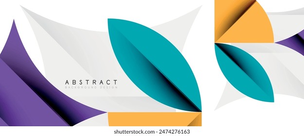 Minimal geometric elements on white. Petals, round triangles, star