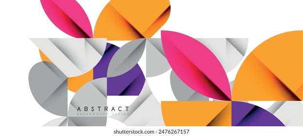Minimal geometric elements on white. Petals, round triangles, star