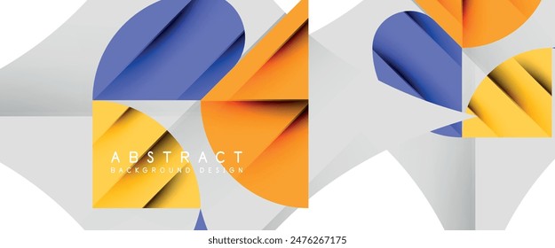 Minimal geometric elements on white. Petals, round triangles, star