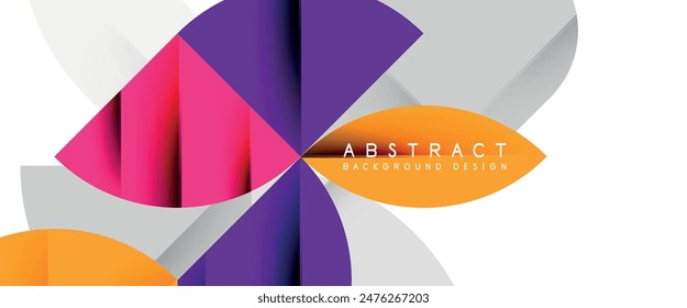 Minimal geometric elements on white. Petals, round triangles, star
