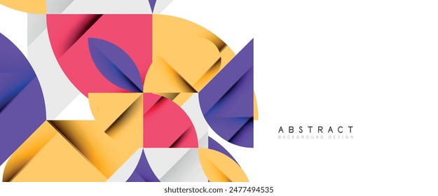 Minimal geometric elements on white. Petals, round triangles, star