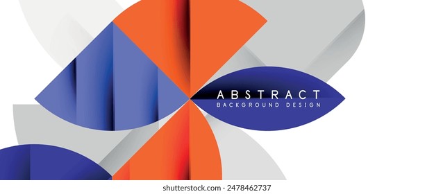Minimal geometric elements on white. Petals, round triangles, star
