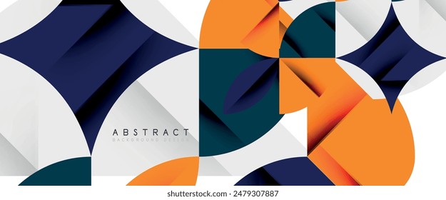 Minimal geometric elements on white. Petals, round triangles, star