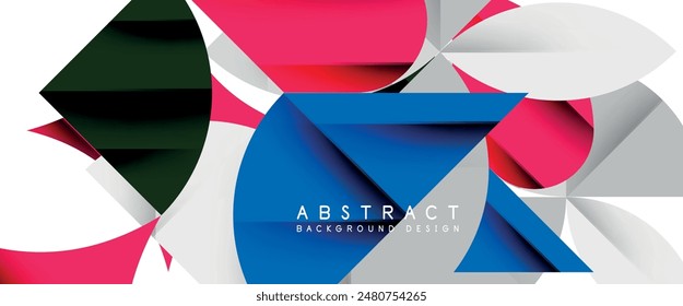 Minimal geometric elements on white. Petals, round triangles, star
