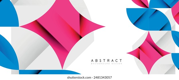 Minimal geometric elements on white. Petals, round triangles, star