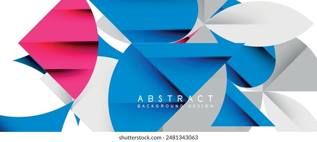 Minimal geometric elements on white. Petals, round triangles, star