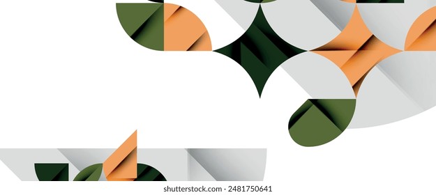 Minimal geometric elements on white. Petals, round triangles, star