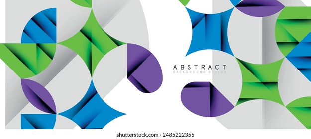 Minimal geometric elements on white. Petals, round triangles, star