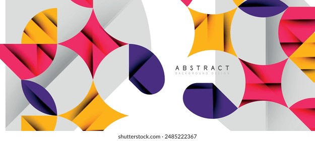 Minimal geometric elements on white. Petals, round triangles, star