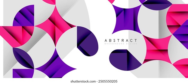 Minimal geometric elements on white. Petals, round triangles, star
