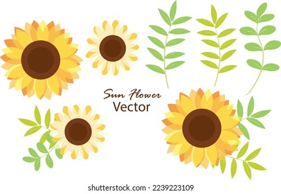 Minimal geometric frame with yellow sunflower and leaf. summer design, romantic design template or nature related background