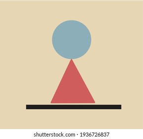 Minimal geometric, geometry graphics, design posters, vector template with primitive shapes elements, modern hipster style. Abstract background 