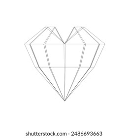 Minimal geometric heart shape 3D abstract element and seamless pattern combined with heart vector icon graphic design and perspective model for innovative visual concept.