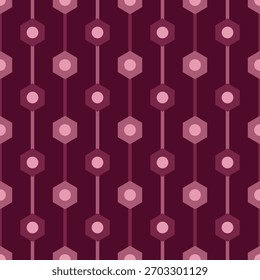 Hexágono geométrico mínimo y patrón de círculo conectado en rosa y marrón