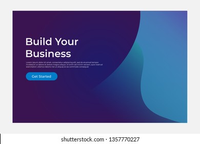 Minimal geometric landing page. Dynamic shapes composition background. Wavy illustration