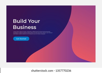 Minimal geometric landing page. Dynamic shapes composition background. Wavy illustration