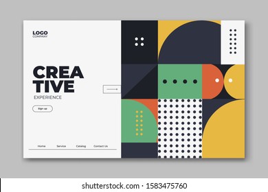 Minimal geometric landing page with geometry element and shapes.
