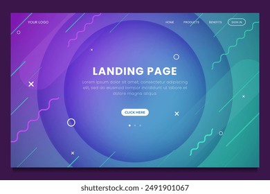 Minimal geometric landing page template vector design in eps 10