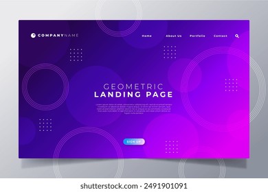 Minimal geometric landing page template vector design in eps 10