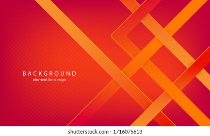 Minimal geometric lines abstract background. Orange. Bright design texture. Dynamic shapes composition. Vector illustration.