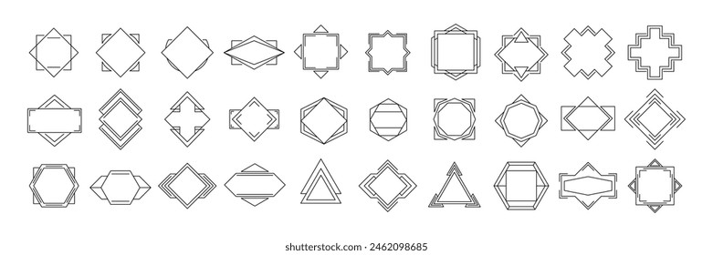 Minimal Geometric Logo Badge Outline Design Element Vector Set