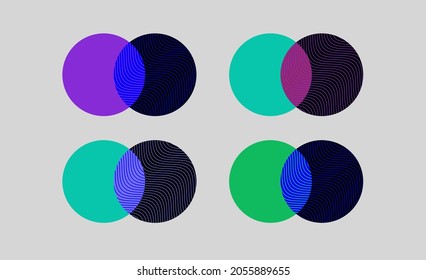 Plantilla mínima de logotipo geométrico. Elementos de diseño ondulado lineal de moda. Ilustración vectorial colorida.